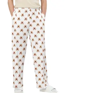 French Bulldog Gingerbread Cookie Wide-Leg Pants | Unisex All-Over Print Holiday Lounge Pants | Christmas Pajamas