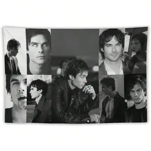 Damon Celebrity And Decorations Ian Stuff Wall Hanging Flag Tapestry, For Party Bedroom Living Room Home And Outdoor Garden Patio & University Dorm Decor Gift.