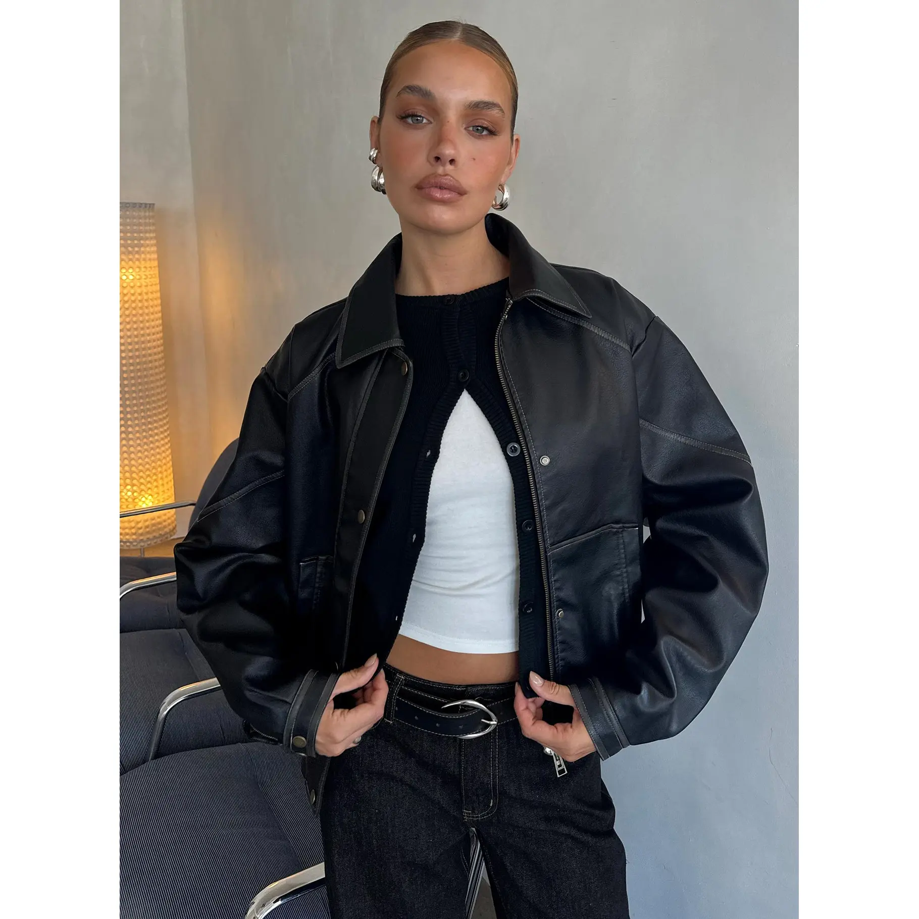 Jaxton Faux Leather Jacket Black Jaxton Faux Leather Jacket Black