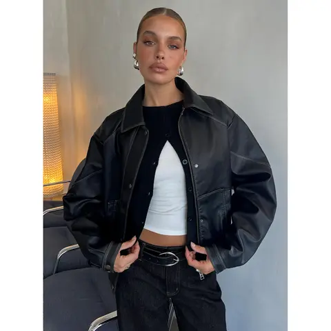 Jaxton Faux Leather Jacket Black