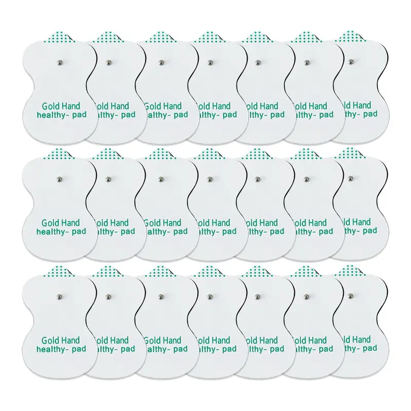 10/20pcs Electrode Pads Gold Hand for Tens Acupuncture Conductive TENS Therapy Pulse Pressure Muscle Stimulation Muscle Stimulator Massager Sticker Patch Multiple Quantities