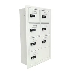 FixtureDisplays® 15.8 X 5 X 24.6" Recess Wall Mount Cell Phone Storage Locker, 7 Doors, Resettable Combination Locks 19045-07ARC-NF