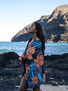 RHB Hawaii Flower Night Beach Towel, Quick Dry Sand-Free Travel Towel, 63 x 31 in