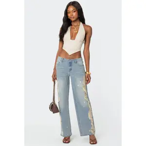 Distressed Washed Low Rise Baggy Jeans