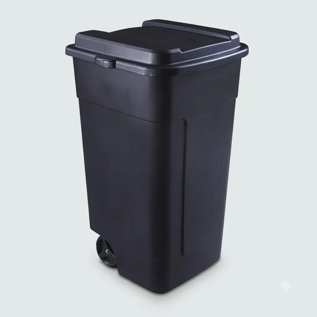 Rubbermaid 50 gal Roughneck Wheeled Plastic Garage Trash Can Black Heavy Duty Outdoor Backyard Waste Trash Bin