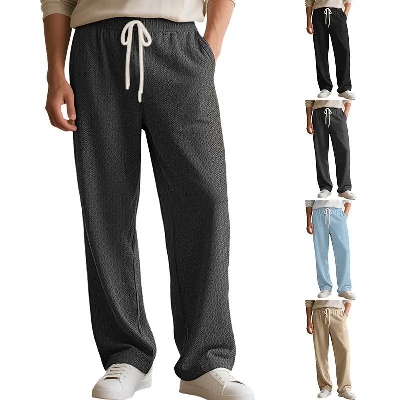 New Loose Leisure Sports Texture Jacquard Knitted Casual Straight-leg Pants