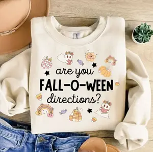 Are You Fall-O-Ween Directions Sweatshirt - Hoodie - TShirt, Fall Halloween Sweatshirt, Fall Teacher Sweatshirt, Trick or Teach Sweatshirt, Autumn Cozy Spooky Season Outfit