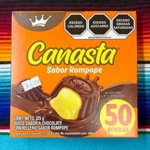 Canasta Sabor Rompope - 50pcs Chocolate Con Relleno sabor Rompope