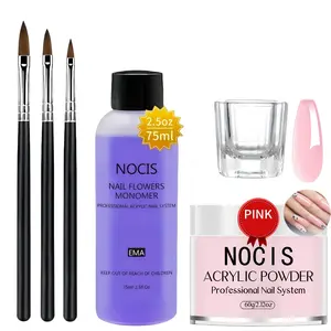 NOCIS Professional Acrylic Nail Kit - Complete Starter Set with Pink Acrylic Powder, Monomer Liquid, Brush & Molds | DIY & Salon Nail Extension Kit for Beginners, Easy Application, Long-Lasting Formula, Salon-Grade Results