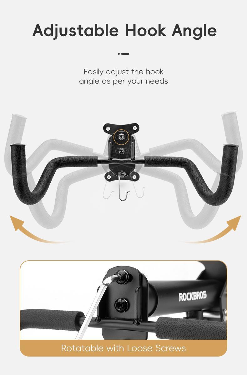ROCKBROS Bicycle Wall Mount Sturdy Bicycle Holder Adjustable Up to 15kg