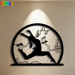 1pc Musical Dancer Metal Wall Art, Dynamic Musical Dancer Statue Mural, Ideal Gift for Christmas, New Year, Music & Dance Enthusiasts,  Metal Wall Decor Wall Sculptures, Perfect for Living Room Wall & Garden Fence, Unique Year-Round Home Decor