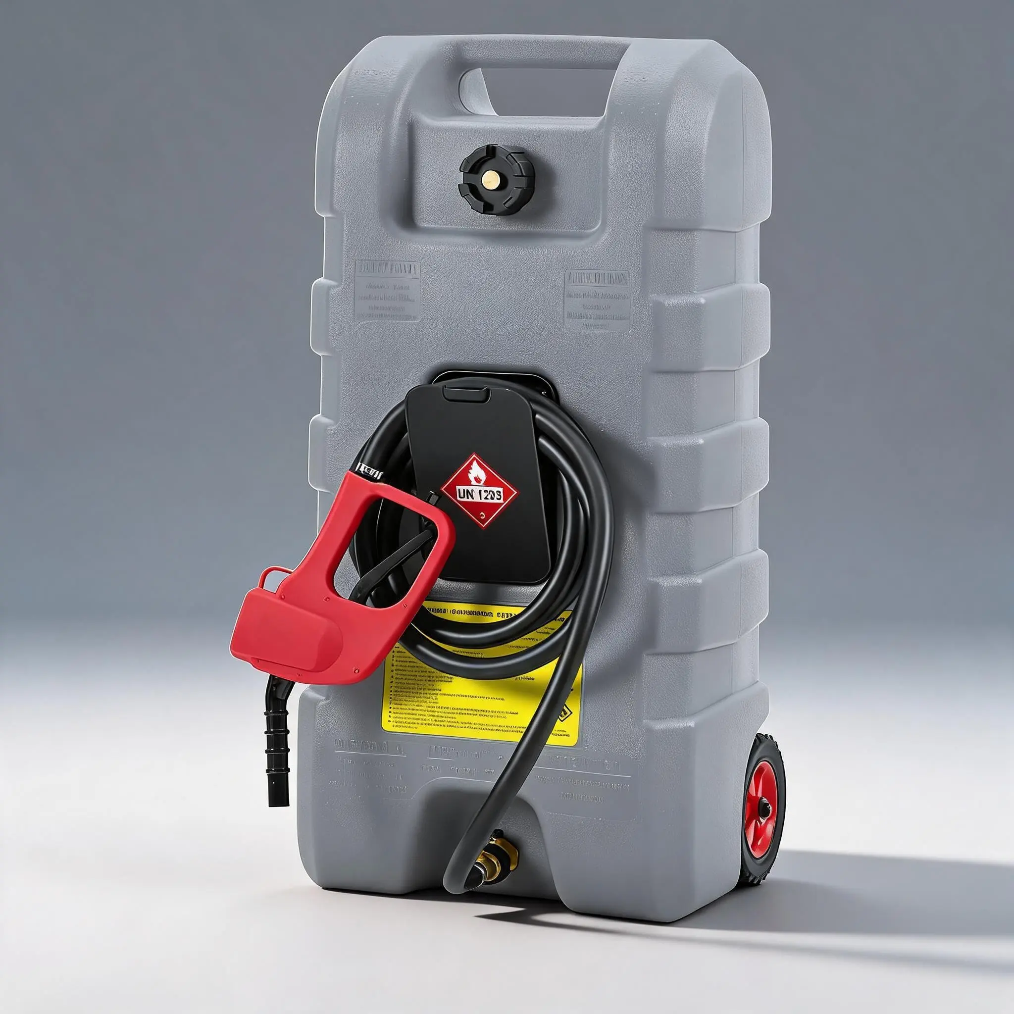 Heavy-Duty 15 Gallon Portable Fuel Caddy Gas Can - Manual Pump & 10FT Hose - Leak-Proof, Wheeled Transfer Tank for Cars, Boats, Lawn Mowers, ATVs - Automotive Workshop Fuel Solution