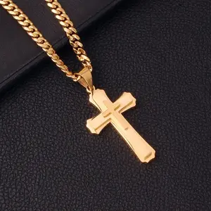 Gold Cross Necklace | 18K Gold-Plated Stainless Steel Minimalist Faith Pendant for Men | Timeless Style & Tarnish-Resistant | Perfect Gift for Baptisms & Confirmations
