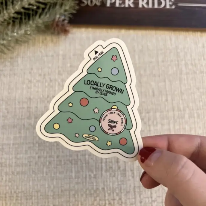 Locally Grown Christmas Tree Stickers, Ethically Farmed with Local Charm, for Festive DIY Scrapbooking & Stamping Decorations