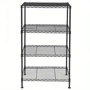 4-Tier Adjustable Metal Wire Shelving Rack Unit, NSF-Certified Industrial Organiser Shelf for Kitchen, Garage Storage, Assemblable Home Organizer with Easy Installation