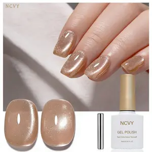 NCVY nude Cat Eye Magnetic Gel Nail Polish, 10ml/0.35oz with magnetic tool, long-lasting formula with LED curing, salon quality, perfect for DIY at home, ideal gift for Valentine's Day and spring/summer, safe formula free of HEMA.