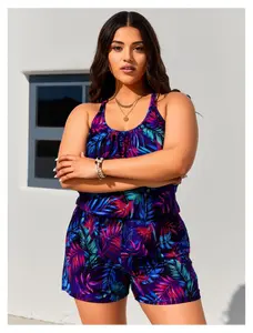 Plus Size Swim Romper Women - Modest Swimsuits One Piece Bathing Suit with Shorts - Swimsuit with Pockets - Comfortable Beachwear for Swimming & Water Activities