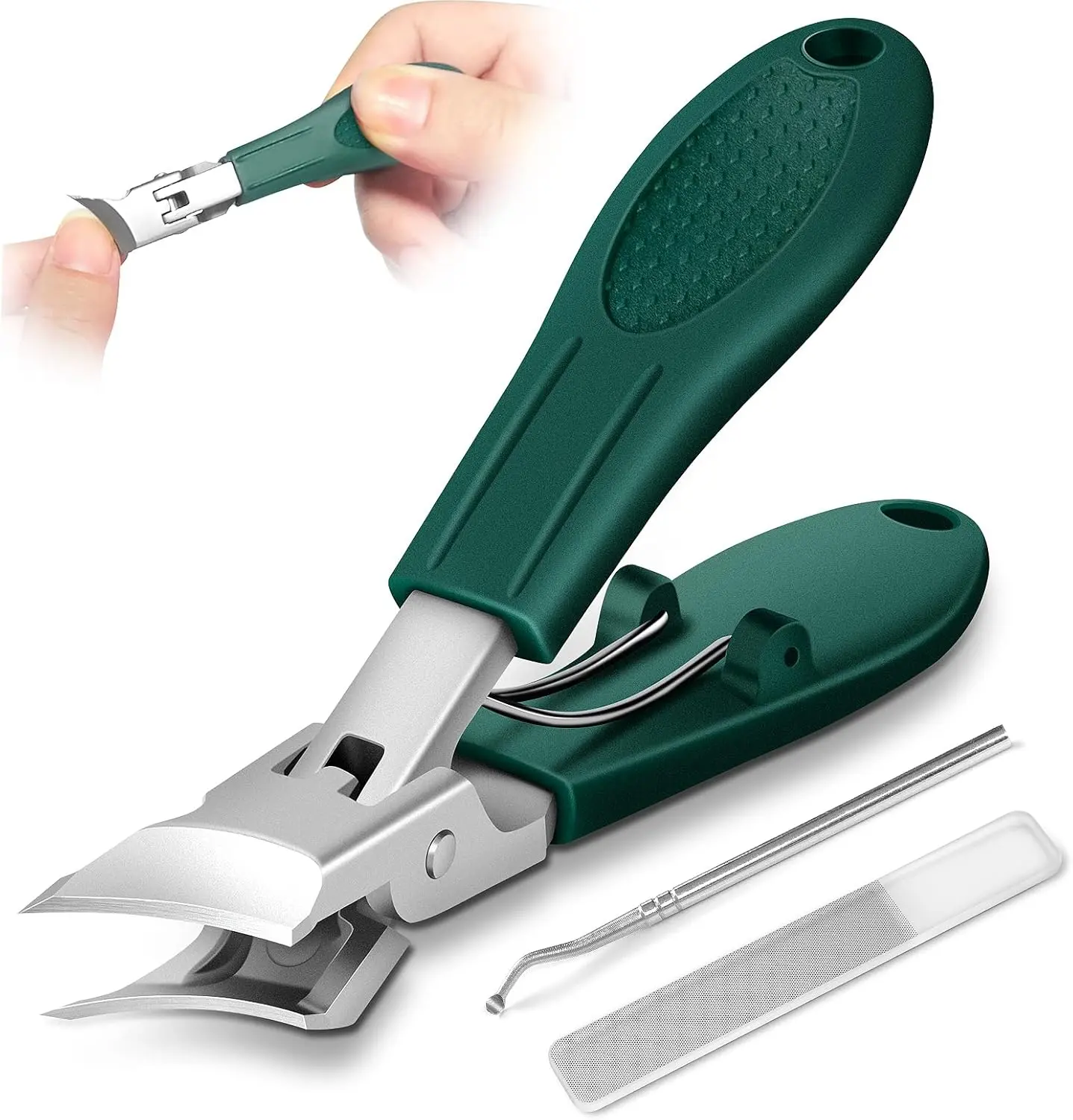 Eagle Beak Beveled Nail Clippers, for Ingrown Toenails and Thick Nails | Angled Head Toenail Clippers for Men Women, 3-Piece Nail Clipper Set of Upgrade Stainless Steel Wide Jaw Opening Anti-Splash