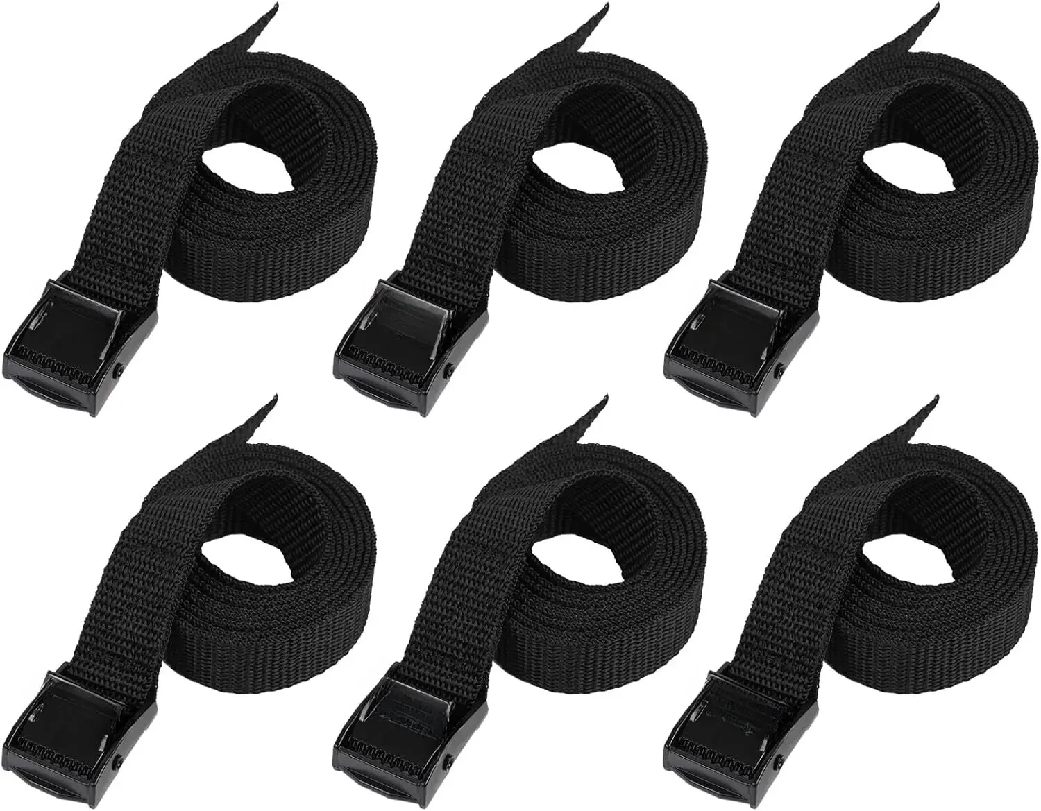 Lashing Strap Tie Down Straps with Adjustable Cam Buckle Nylon Cinch Strap for Packing Cargo, , Luggage Black 6 count (Black, 0.75'' x 48)