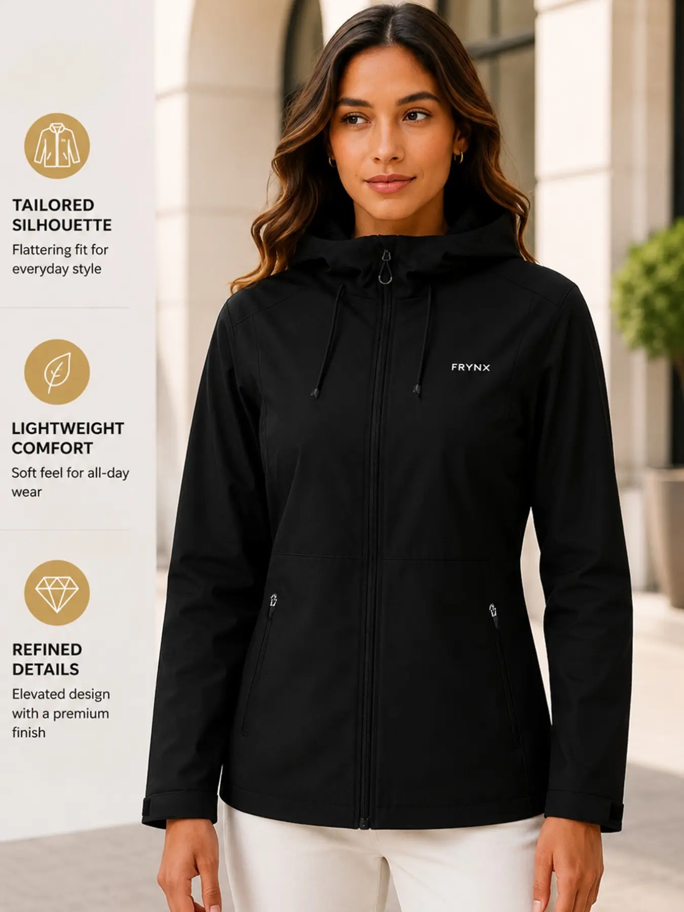 Women's Spring Summer Hooded Soft Shell Jacket, Sport Jacket, Lightweight Athletic Outerwear, Zip Pocket Design, Lightweight & Versatile, Ideal for Hiking, Climbing, Travel & Outdoor Activities, Lightweight Sports Jacket
