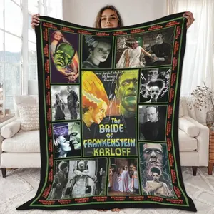 Bride Of Frankenstein Blanket, Frankenstein Blanket, Halloween Horror Throw, Monster Decor, Cozy Spooky Gift, Classic Monster Movie Blanket, Man Woman Gift, Halloween Blanket