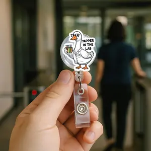 Cute Lab Badge Reel, Goose Scientist ID Holder, Funny Lab Tech Gift, Yapper in the Lab Badge Clip, Nurse Tech Name Tag Accessory, Teacher ID