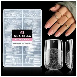 Short Square Gel Nail Tips 216pcs Short Square Press on Nails Pre-shape Fake Nails for Full Cover Acrylic Nails False Nails For Nail Extension Home DIY Nail Salon 12 Sizes Gelly Tips