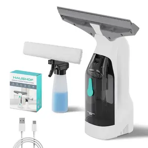 HAUSHOF Electric Window Vacuum Squeegee 11", Vacuum Squeegee Cordless Cleaner Tool Set, Window Vac with 300ml Spray Bottle & 100ml Water Tank for Mirror, Countertop, Showers