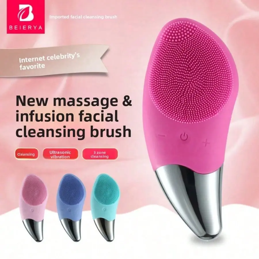 Rechargeable Silicone Facial Cleansing Brush - Mini Waterproof Electric Pore Scrubber, Portable Skin Care Tool for Daily Use