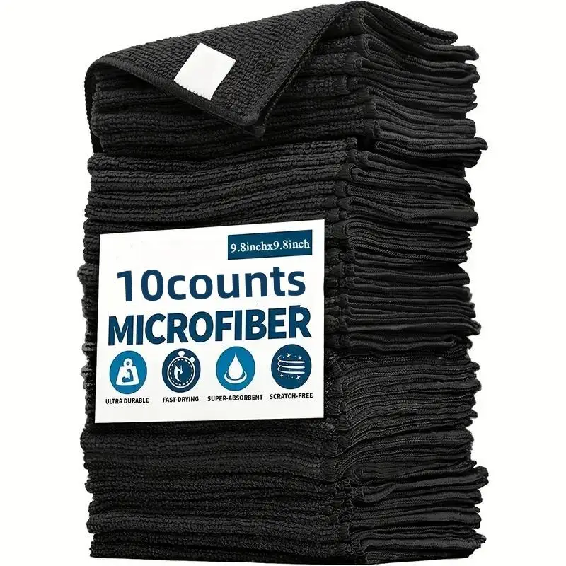 Microfiber Cleaning Cloth, 10pcs Multipurpose Absorbent Kitchen Cleaning Cloth, Household Dishwashing Cloth, Cleaning Rag, Home Essentials, Car Wash M