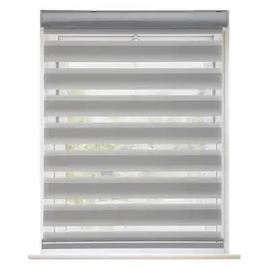 MYshade Cordless Zebra Blinds 24" W x 72" H Grey Dual Layer Day Night Light Filtering Indoor Window Roller Shades Easy to Install Window