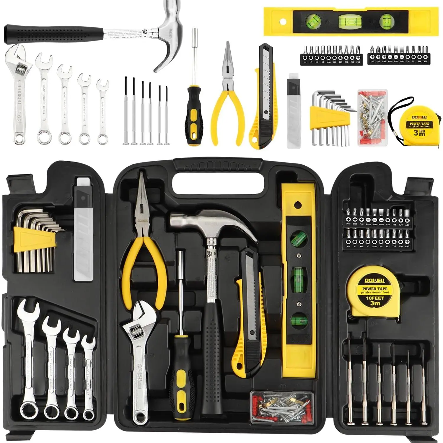 90 Piece Tool Set Home Repair Hand Tool Kit with Wrench Sets Tool Box Case