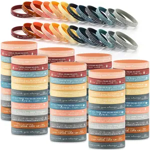120 count Religious  Wristbands Bulk  Rubber Bracelets Colorful Inspirational Christian Scripture Bracelets Gifts for Mother's Day Church Members Volunteer Women Men (Bright Colors)