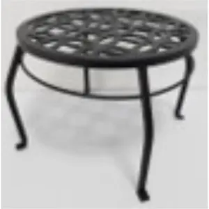 Living Accents 15 in. Cast Iron Plant Stand, Black, Sturdy, Circular Form, Round Shape, Scroll Details, Heavy-Duty, Supports Pots (Model 8104235)