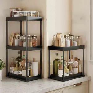 Spice Rack Organizer Set, Independent Kitchen Storage Shelf, Durable Pull-Out Design, Easy Clean, Suitable for Cabinets & Countertops