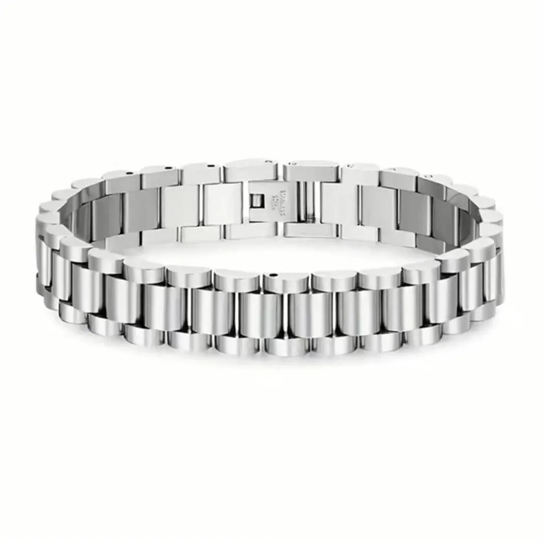 1 Piece Fashionable Premium Gold-Plated Stainless Steel Watch Chain with Chain Links, Silver & Gold Dual Colors, Geometric Design - Secure Fit, Versatile Daily Accessory for Westerners, Holiday Gift