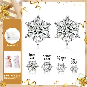 Moissanite 0.5ct-3ct Ice Crystal Snowflake Earrings, Sparkling Icy Shine, Winter Refined Jewelry,  Earrings Accessories,  Chic Fashion Jewelry, Fashion Pairings, Christmas Must-Have Stud Earrings, A Romantic Gift for Any Occasion Mother's Day Gift