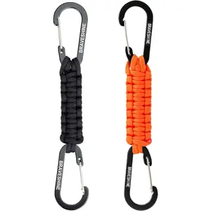 Paracord Keychain Carabiner Clip, D Ring Lanyard Hanger Stroller Hook for Water Bottle, Key, Backpacks, Men, Women