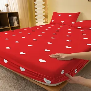 1PC Printed Fitted Sheet, Machine Washable, Soft & Comfortable, Anti-Slip & Non-Curl Design, Warm & Skin-Friendly for All Seasons, Festive Home Decor (No Pillowcase Included)