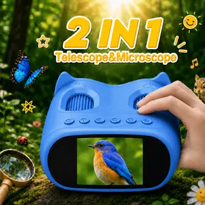 ASPOVEN Two-In-One Kids Telescope&Microscope 3M-1000M Distance Telescope  Magnification 4K Microscope Manual focus Type-C Powered STEM Device for 3-12 Years Boys Girls , summerwins