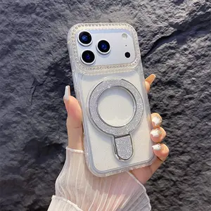 Phone Case Compatible with iPhone 17/Air/16/15/14/13/12 Pro Max Plus, Iridescent Glitter Sparkly Pearly Bling Translucent Case [Compatible with Magsafe] Aesthetic Shell Shockproof Phone Cover for Women Girls