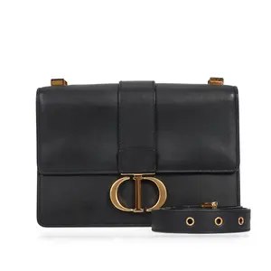 Pre-owned Dior Calfskin Shoulder Bags Montaigne Black 30574947 hz