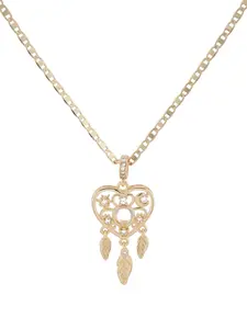 Beautiful Heart-Shaped Dreamcatcher Pendant in Gold-Plated with 18 or 24-Inch Gold-Plated Chain Elegant Jewelry Accessory