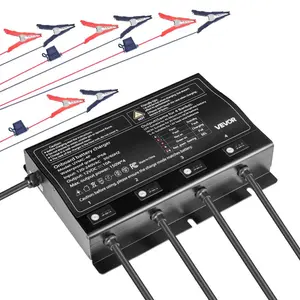 VEVOR 12V 10A 2-Bank Marine Battery Charger, IP68 Rated Smart Charge Onboard Charger, Waterproof for LiFePO4, NCM, Lead-Acid Batteries, Ideal for Large Boats, Yachts