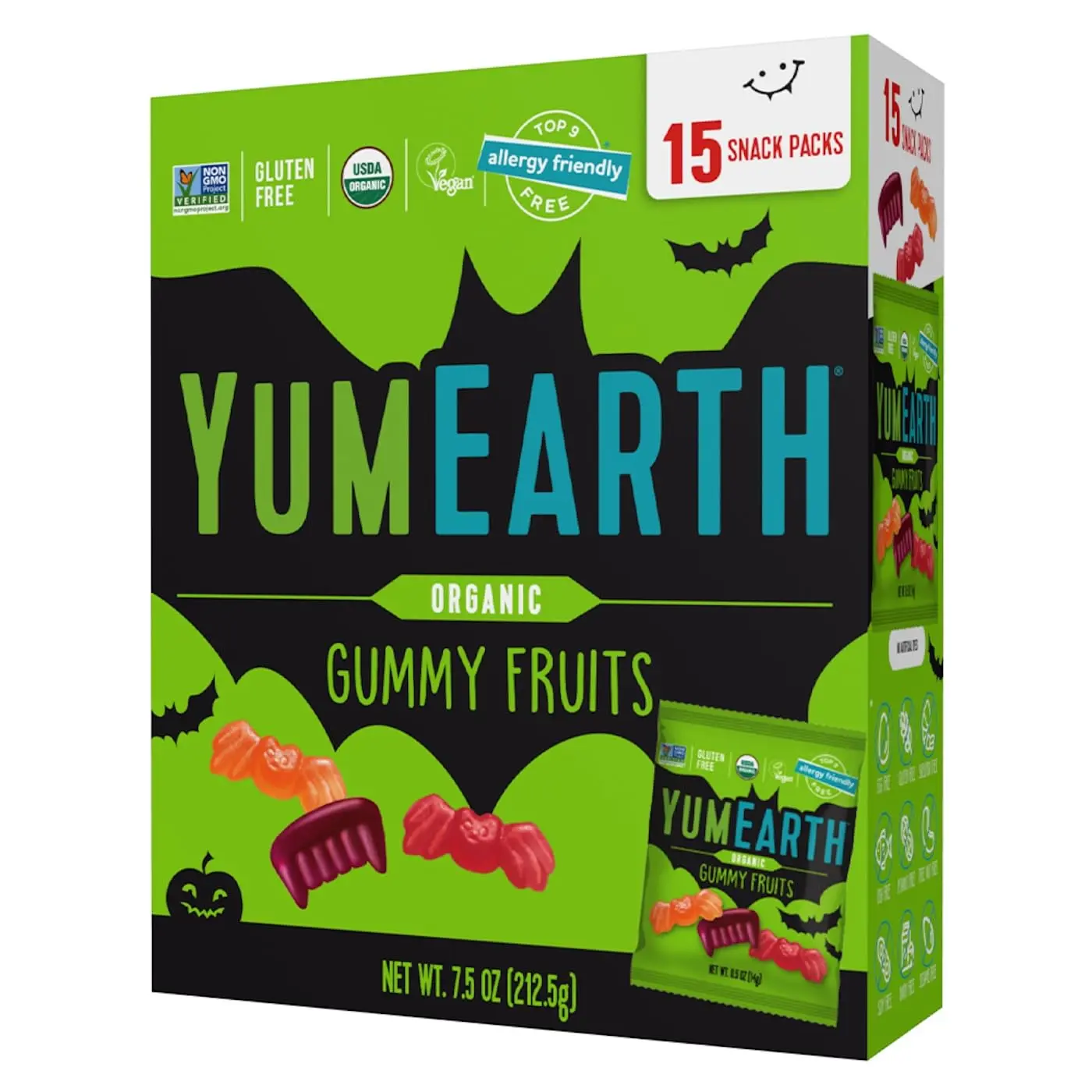 Organic Halloween Pectin Gummy Fruits - 15 Packs (7.5 oz), Sunflower ...