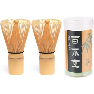2-pack Bamboo Matcha Whisk Set, Handcrafted Traditional Japanese 100-Prong Chasen for Authentic Matcha Tea Preparation