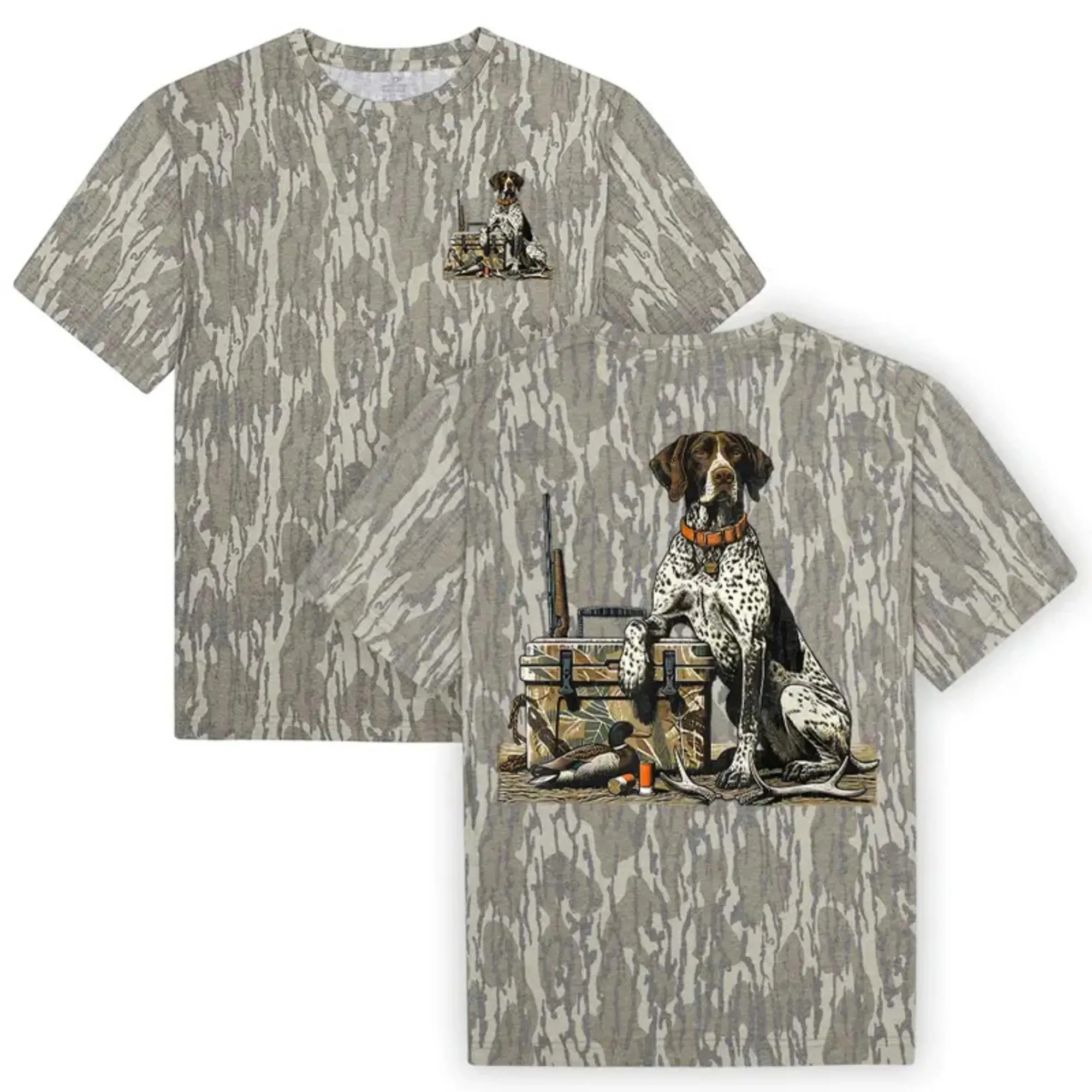 German Shorthaired Pointer Collection Camo T-Shirt - Hunting Dog Graphic Shirt, Soft Stretch Cotton, Full Size S-5XL