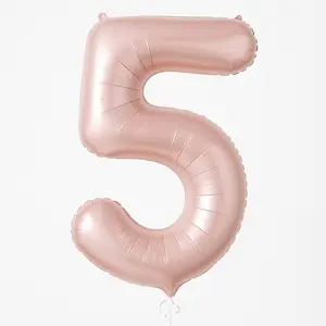 Blush Pink Metallic Number 5 Balloon