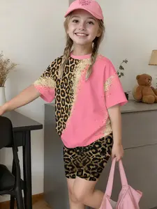 Girls' Fashion Short Pants Set, Cute All-Over Print, 2-Piece Teen Girl Street Style, Summer School, Matching Sibling Wear