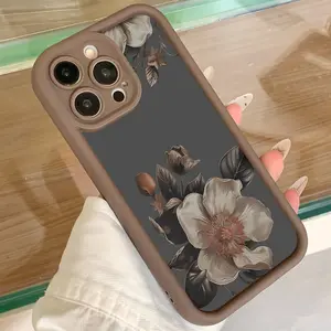 Vintage Floral Embossed TPU Soft Pattern Case for iPhone 16 15 14 Pro Max 13 12 11 XR XS Plus Shockproof Non Slip Military-Grade Protection Silicone Cover